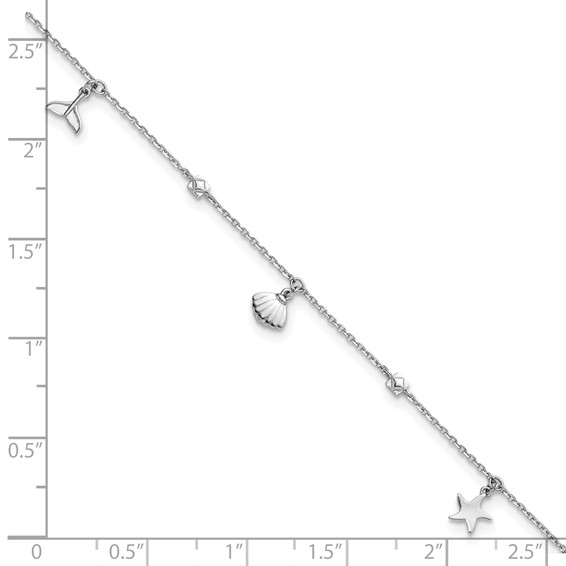 Herco Platinum Polished Beach Charm 7 Inch with 1 Inch Extension Bracelet