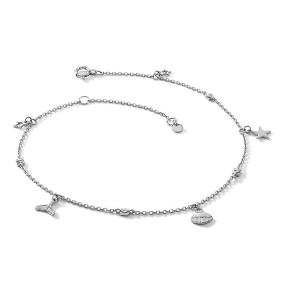 Herco Platinum Polished Beach Charm 7 Inch with 1 Inch Extension Bracelet