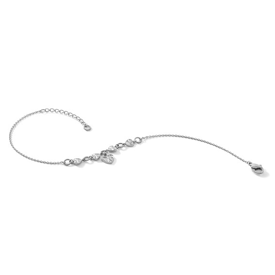 Herco Platinum Polished Diamond-cut Heart 7 Inch with 1.25 Inch Extension Bracelet