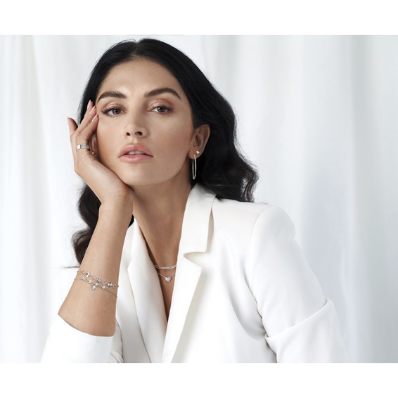 Herco Platinum Polished Diamond-cut Heart 7 Inch with 1.25 Inch Extension Bracelet