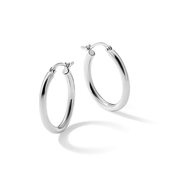 Herco Platinum Polished Hoop Earrings