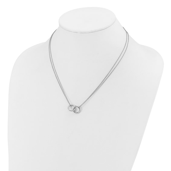 Herco Platinum Polished Two-Strand Circle Link Necklace