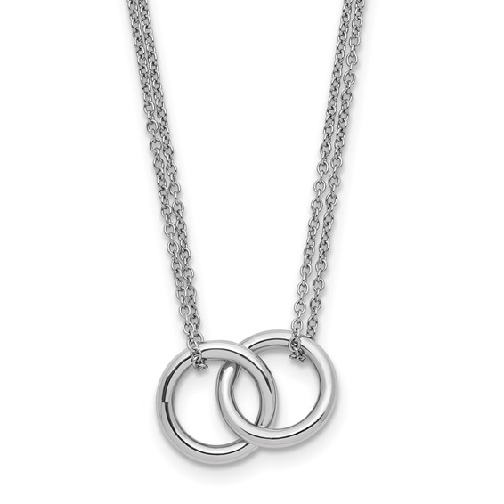 Herco Platinum Polished Two-Strand Circle Link Necklace