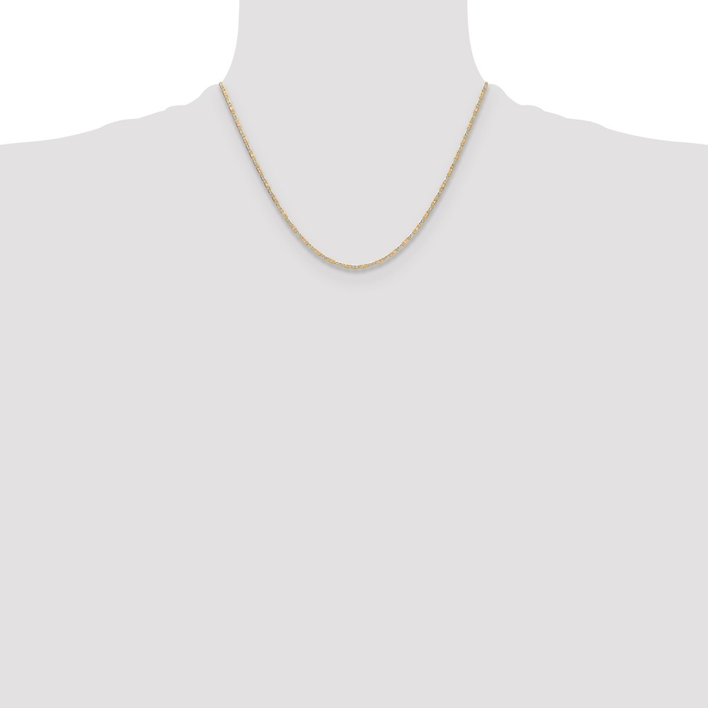 14k 2.0mm Tri-color Gold PavÃ© Valentino Chain (PVL050-18)