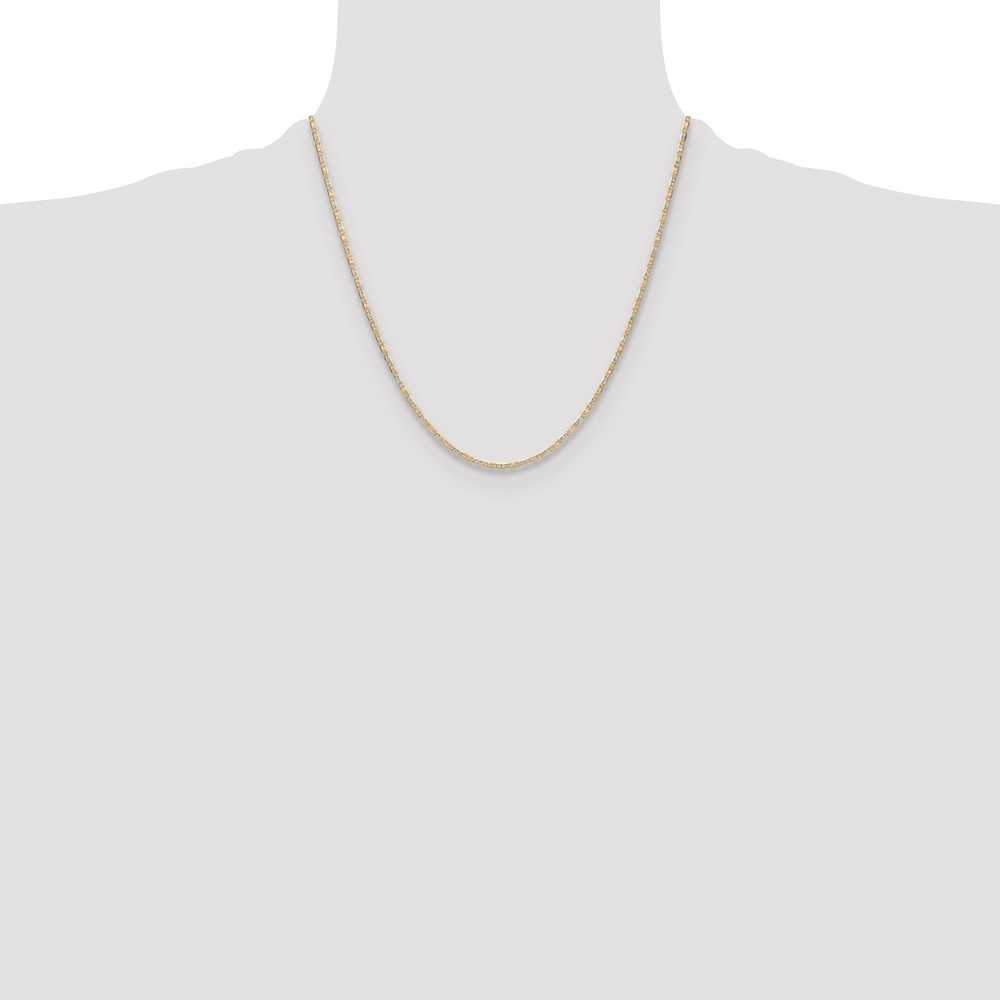 14k 2.0mm Tri-color Gold PavÃ© Valentino Chain (PVL050-20)