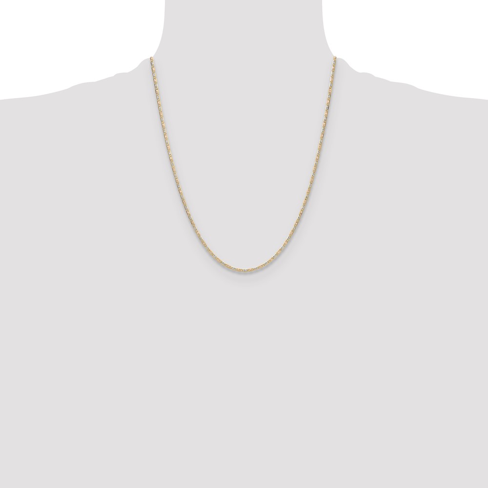 14k 2.0mm Tri-color Gold PavÃ© Valentino Chain (PVL050-22)