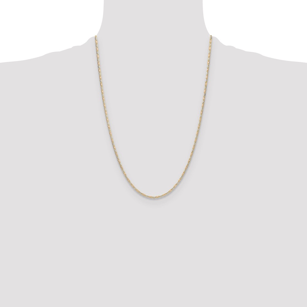 14k 2.0mm Tri-color Gold PavÃ© Valentino Chain (PVL050-24)