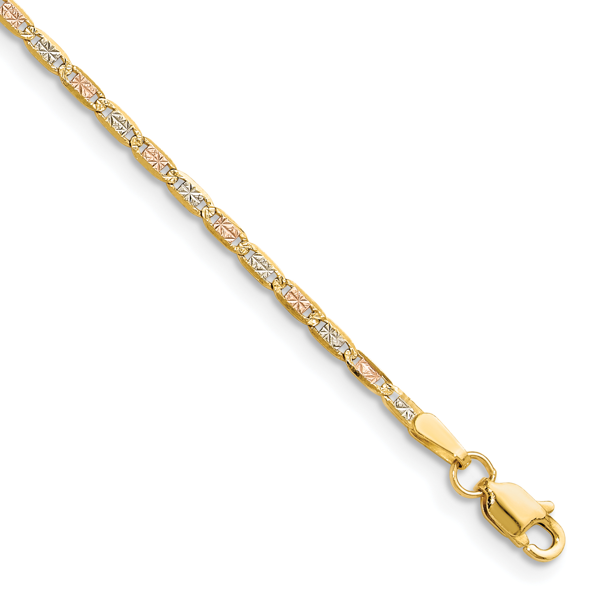 14k 2.0mm Tri-color Gold PavÃ© Valentino Chain (PVL050-8)