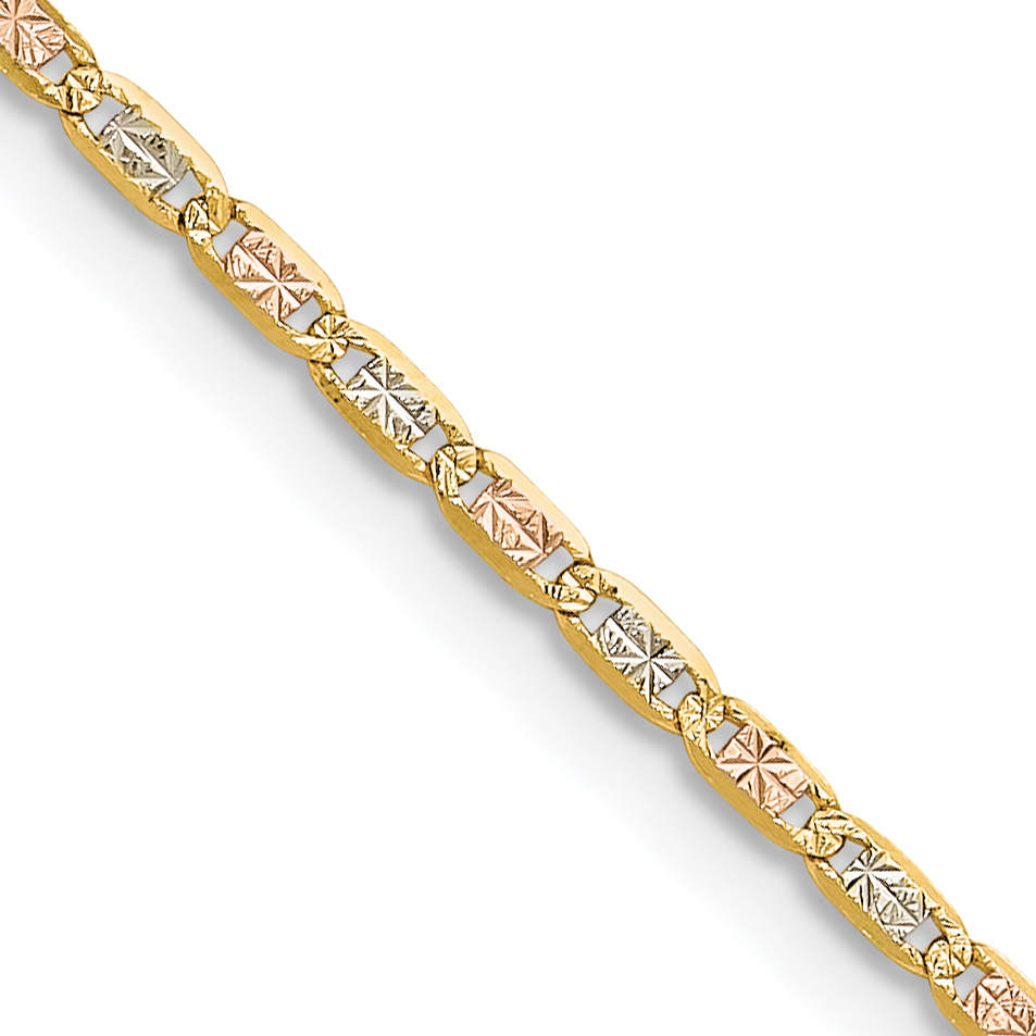 14k 2.0mm Tri-color Gold PavÃ© Valentino Chain (PVL050-16)