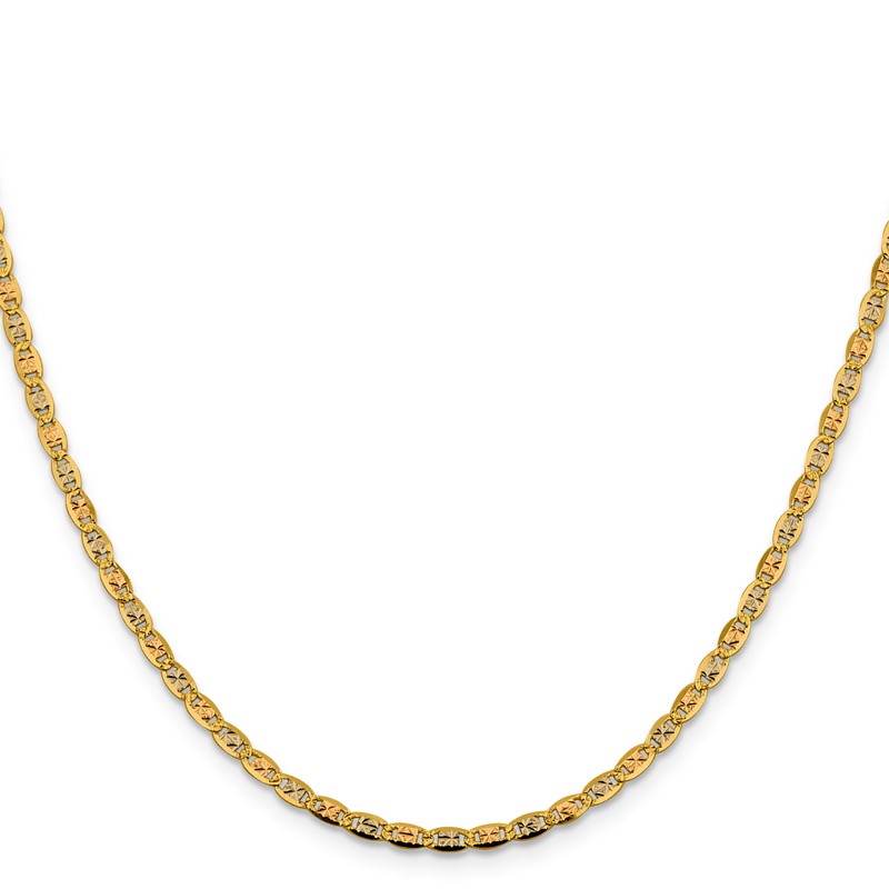 14K 24 inch 2.75mm Tri-color Pav Valentino with Lobster Clasp Chain