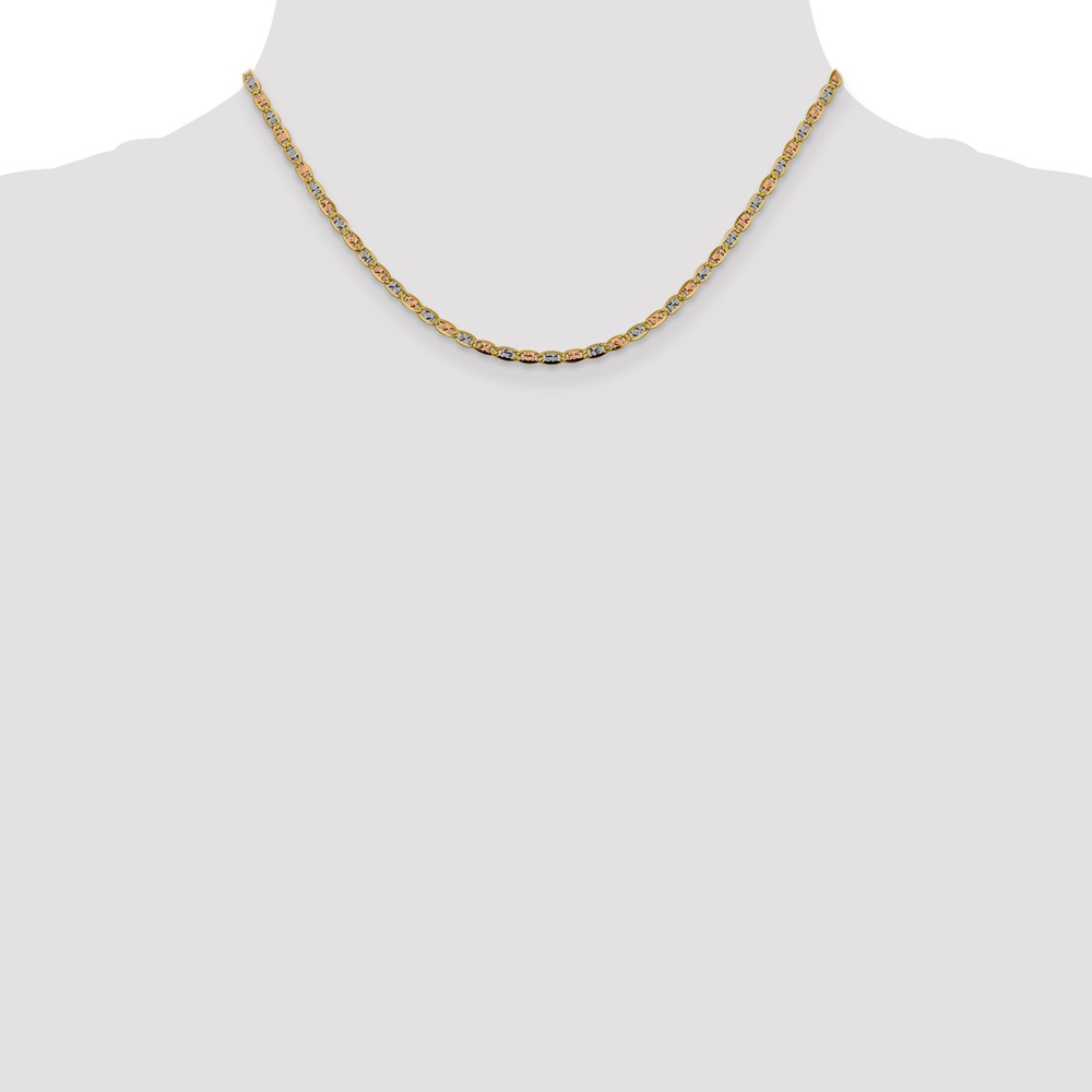 14K 16 inch 2.75mm Tri-color PavÃ© Valentino with Lobster Clasp Chain (PVL060-16)