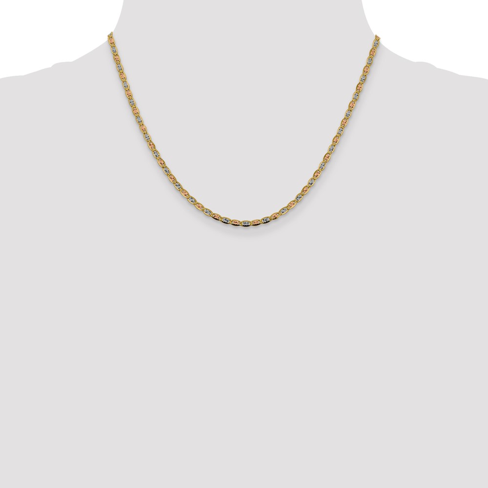14K 18 inch 2.75mm Tri-color PavÃ© Valentino with Lobster Clasp Chain (PVL060-18)