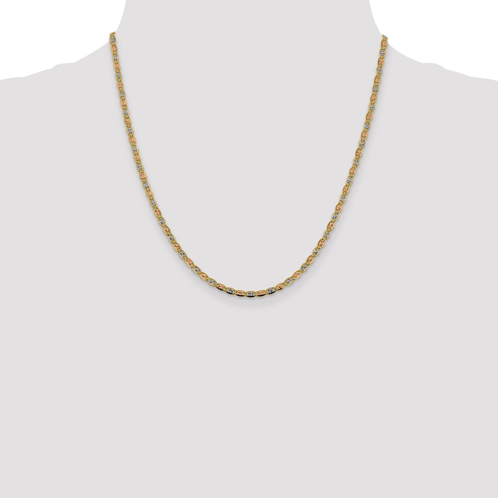 14K 20 inch 2.75mm Tri-color PavÃ© Valentino with Lobster Clasp Chain (PVL060-20)