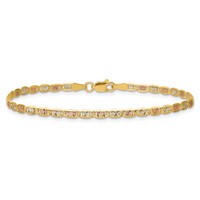 14K 2.75mm Tri-color Pavé Valentino Bracelet with Lobster Clasp, 7" view 4