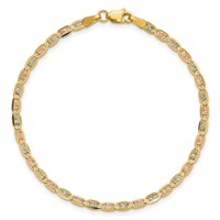 14K 2.75mm Tri-color Pavé Valentino Bracelet with Lobster Clasp, 7" view 5