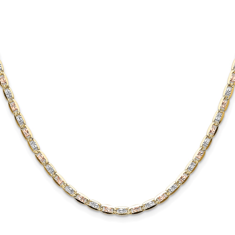 14k 3.2mm Tri-color Gold PavÃ© Valentino Chain (PVL070-20)