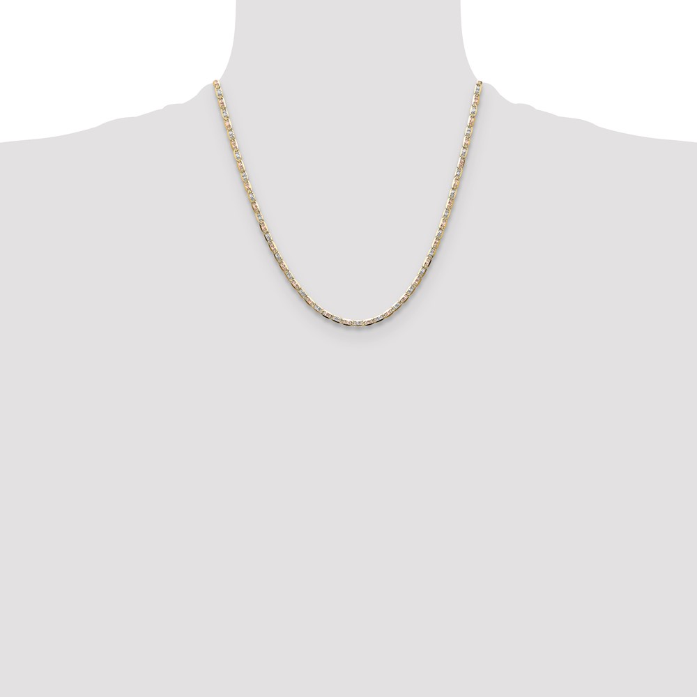 14k 3.2mm Tri-color Gold PavÃ© Valentino Chain (PVL070-20)