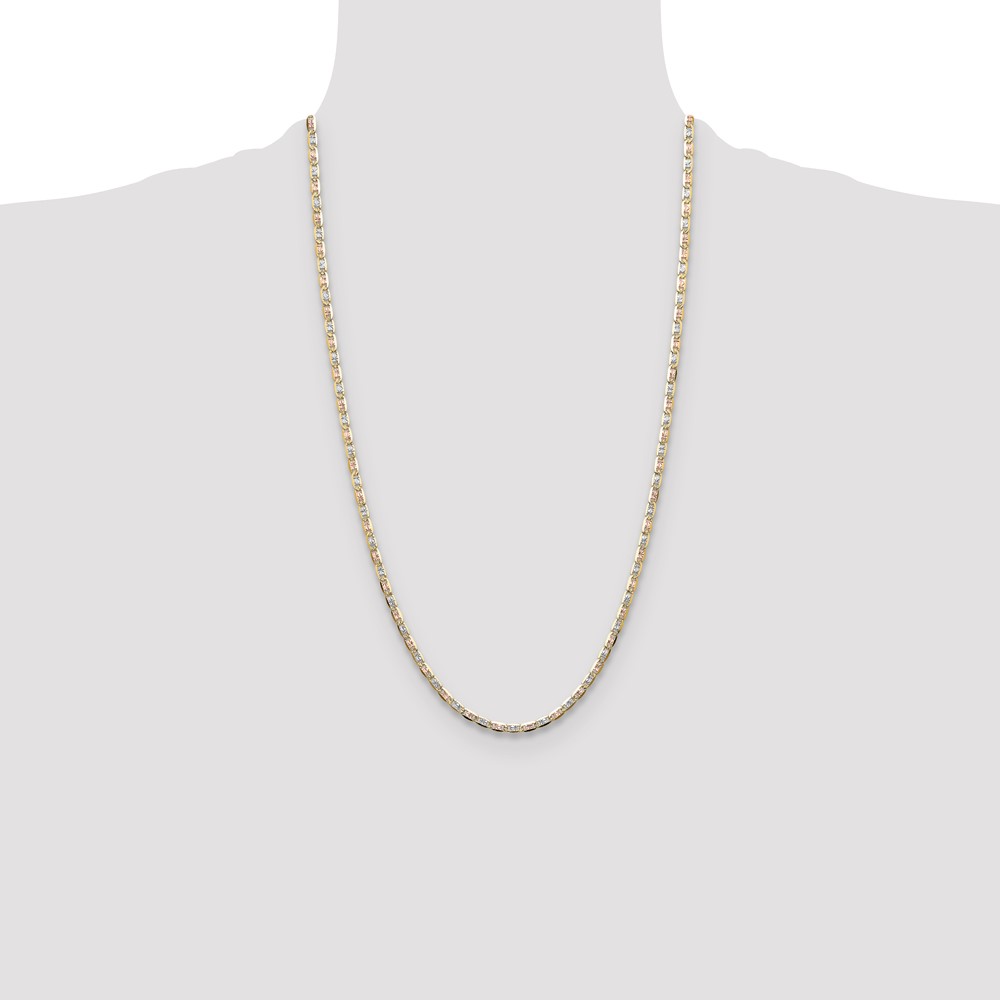 14k 3.2mm Tri-color Gold PavÃ© Valentino Chain (PVL070-26)