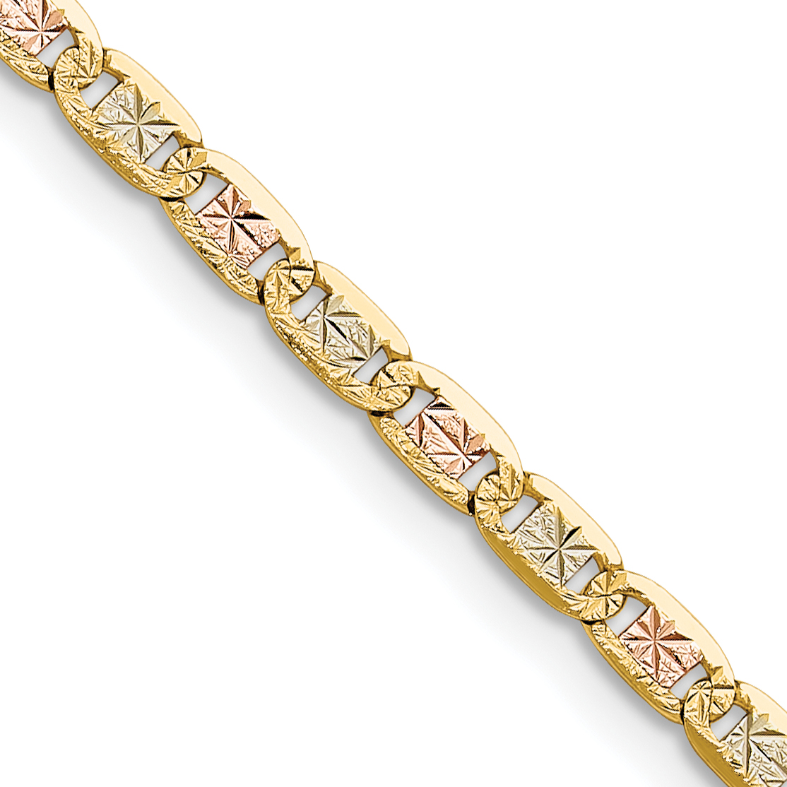 14k 3.2mm Tri-color Gold PavÃ© Valentino Chain (PVL070-20)