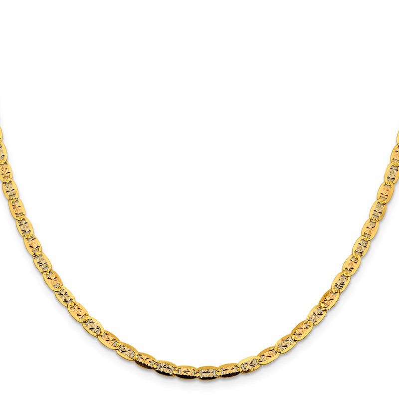 14K 22 inch 3.8mm Tri-color Pav Valentino with Lobster Clasp Chain