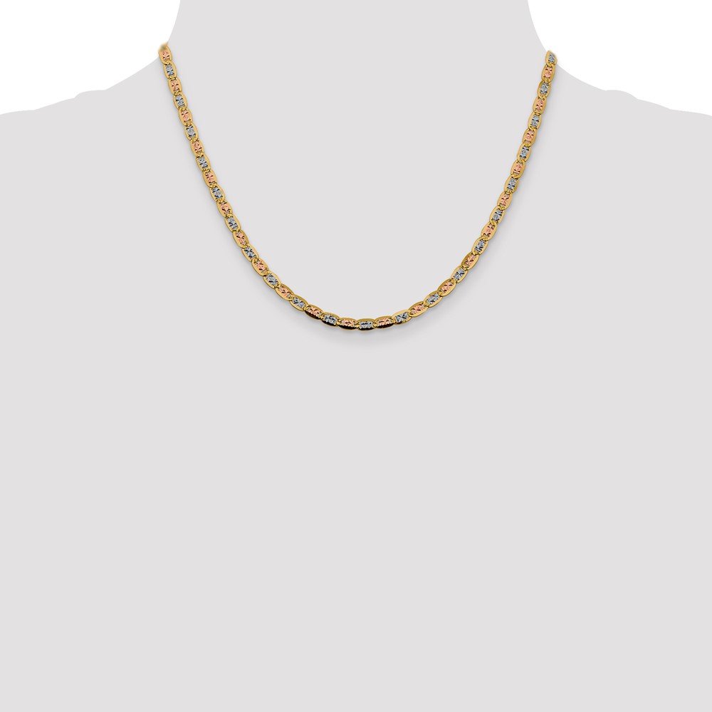 14K 18 inch 3.8mm Tri-color PavÃ© Valentino with Lobster Clasp Chain (PVL080-18)