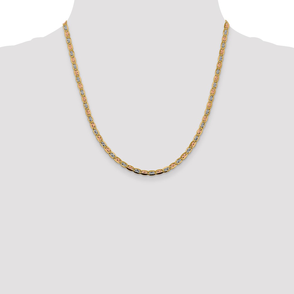 14K 20 inch 3.8mm Tri-color PavÃ© Valentino with Lobster Clasp Chain (PVL080-20)