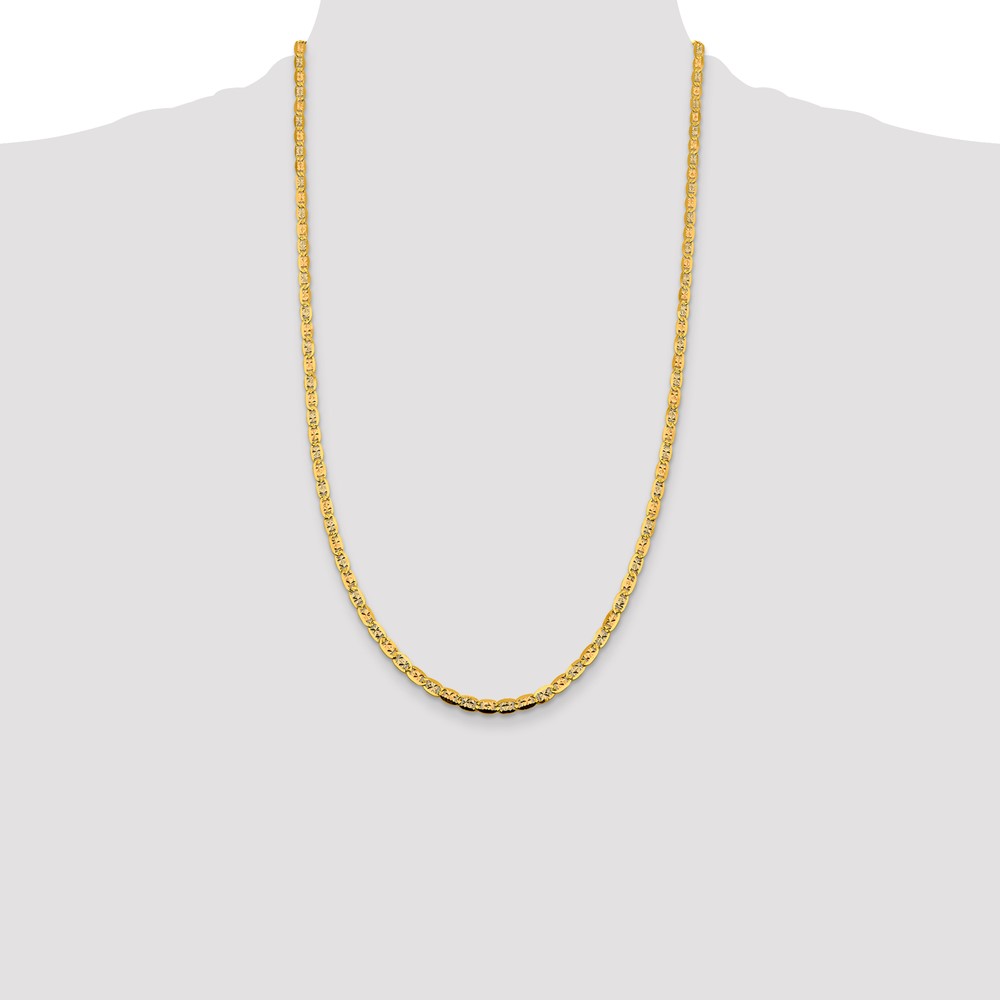 14K 26 inch 3.8mm Tri-color PavÃ© Valentino with Lobster Clasp Chain (PVL080-26)