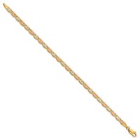 14K 3.8mm Tri-color Pavé Valentino Bracelet with Lobster Clasp, 7" view 2