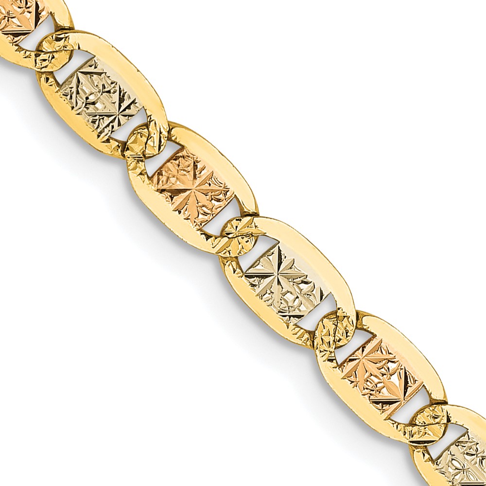 14K 26 inch 3.8mm Tri-color PavÃ© Valentino with Lobster Clasp Chain (PVL080-26)