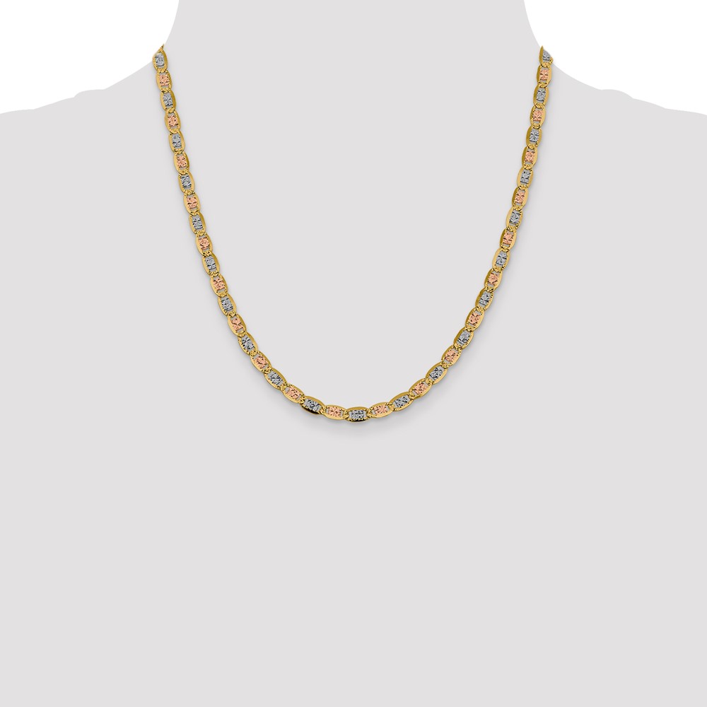 14K 20 inch 4.65mm Tri-color PavÃ© Valentino with Lobster Clasp Chain (PVL100-20)