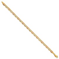 14K 4.65mm Tri-color Pavé Valentino Bracelet with Lobster Clasp, 8" view 2