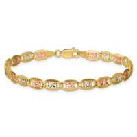 14K 4.65mm Tri-color Pavé Valentino Bracelet with Lobster Clasp, 8" view 4