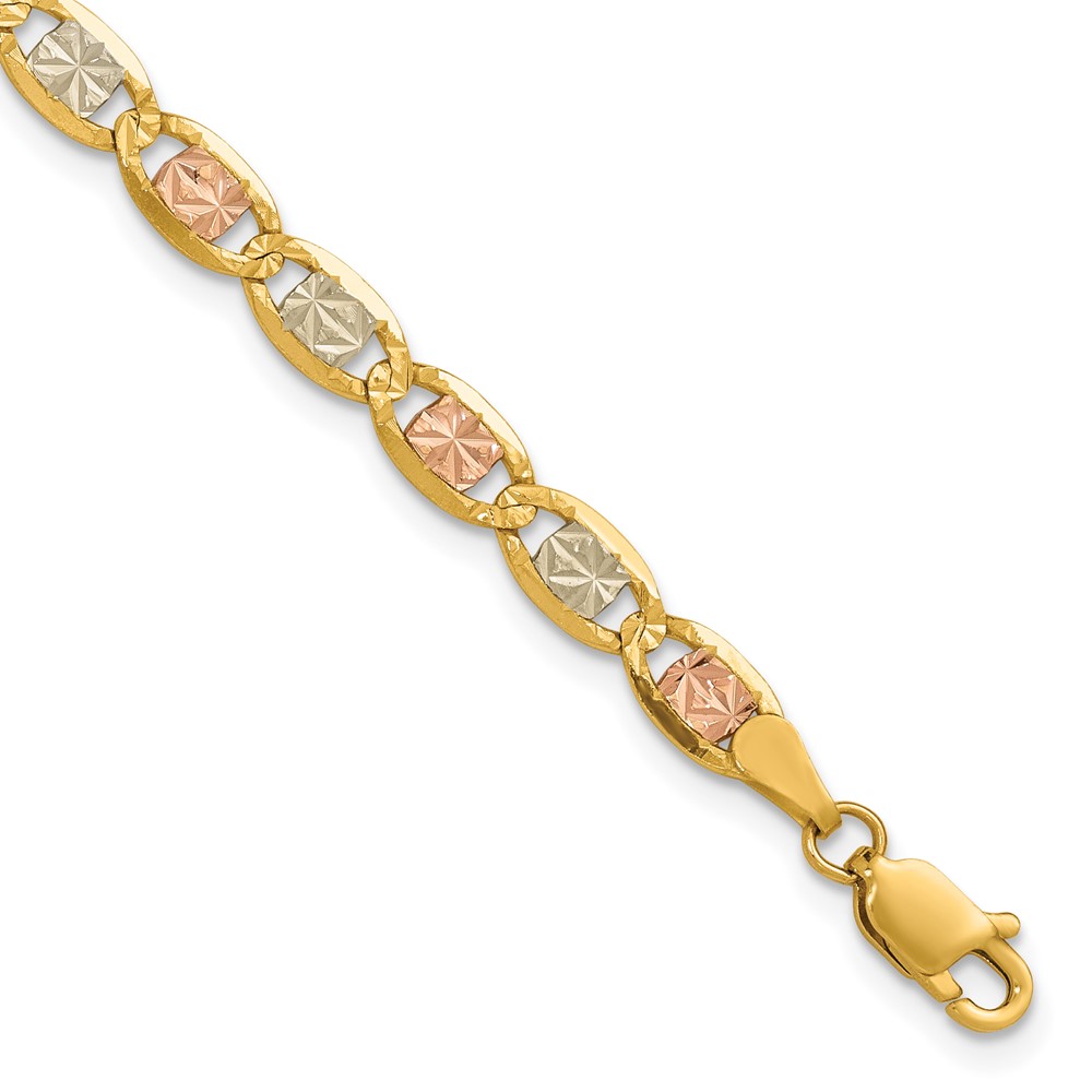 14k 4.65mm Tri-color Gold PavÃ© Valentino Chain (PVL100-9)