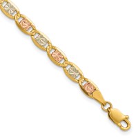 14K 4.65mm Tri-color Pavé Valentino Bracelet with Lobster Clasp, 8" view 1