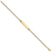 14K Polished Bracelet with Rhodium Pavé Solid Chain Solid Plate Curb Link 25.5x 5mm Plate ID, 7" view 2