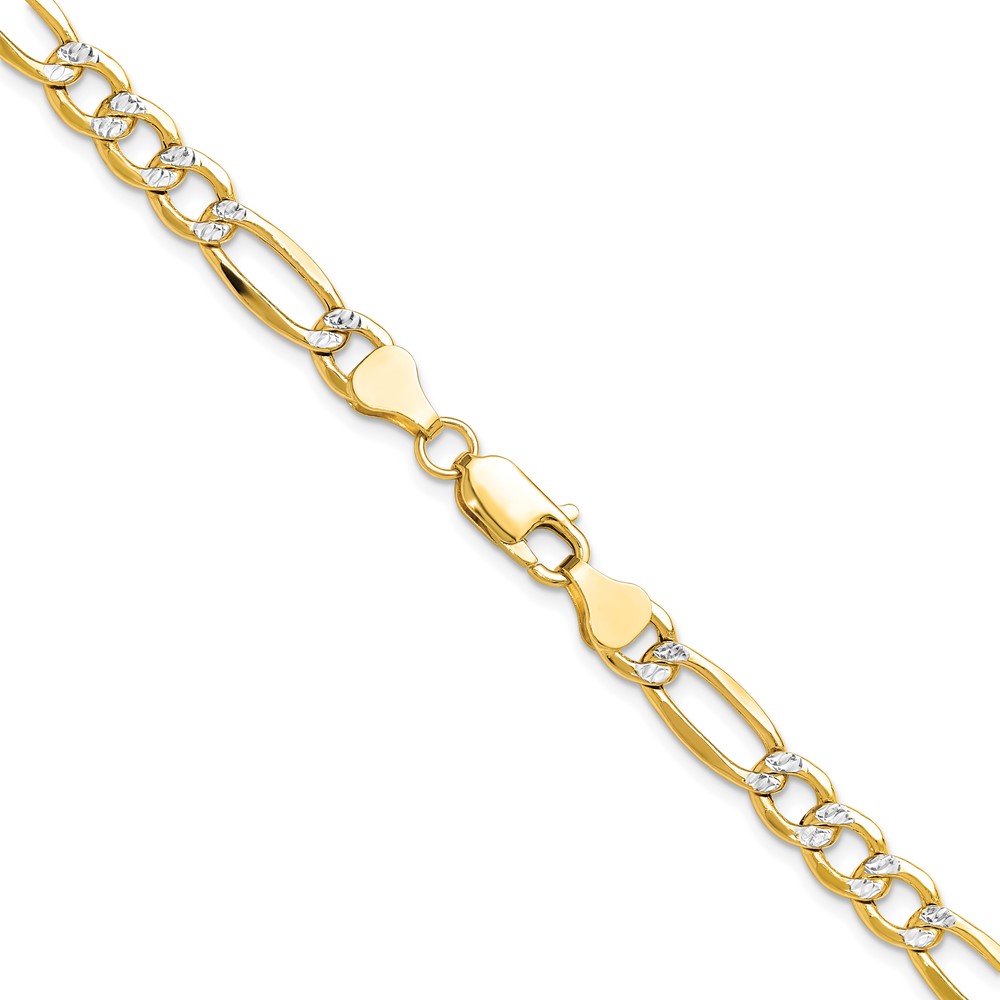 14k 6.5mm Semi-solid with Rhodium PavÃ© Figaro Chain (PWC150-24)
