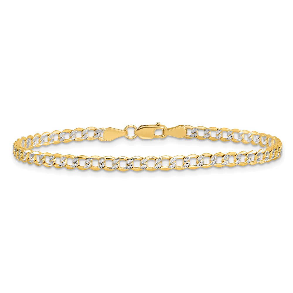 14k 3.4mm Semi-solid with Rhodium PavÃ© Curb Chain (PWF080-9)