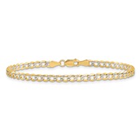 14K 3.4mm Semi-Solid Bracelet with Rhodium Pavé Curb with Lobster Clasp, 7" view 3