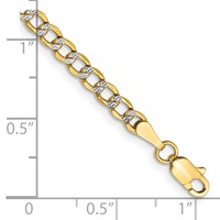 14K 3.4mm Semi-Solid Bracelet with Rhodium Pavé Curb with Lobster Clasp, 7" view 2