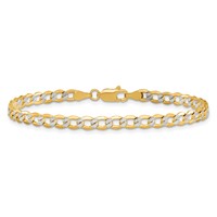 14K 4.3mm Semi-Solid Bracelet with Rhodium Pavé Curb with Lobster Clasp, 7" view 3