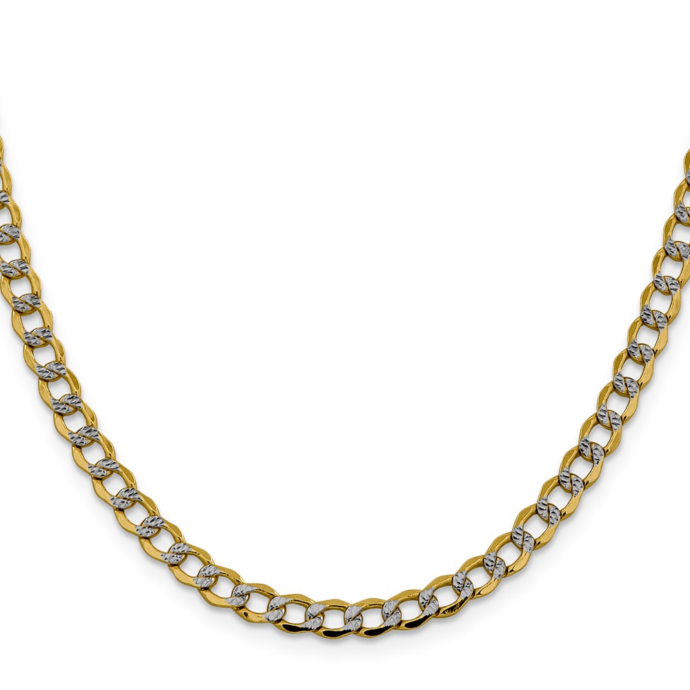 14K 20 inch 5.2mm Semi-Solid with Rhodium PavÃ© Curb with Lobster Clasp Chain (PWF120-20)