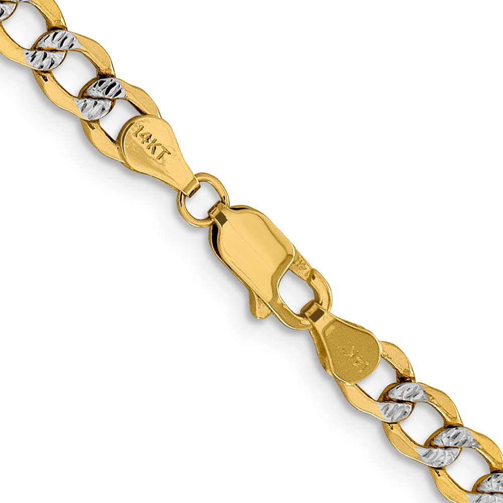 14K 20 inch 5.2mm Semi-Solid with Rhodium PavÃ© Curb with Lobster Clasp Chain (PWF120-20)