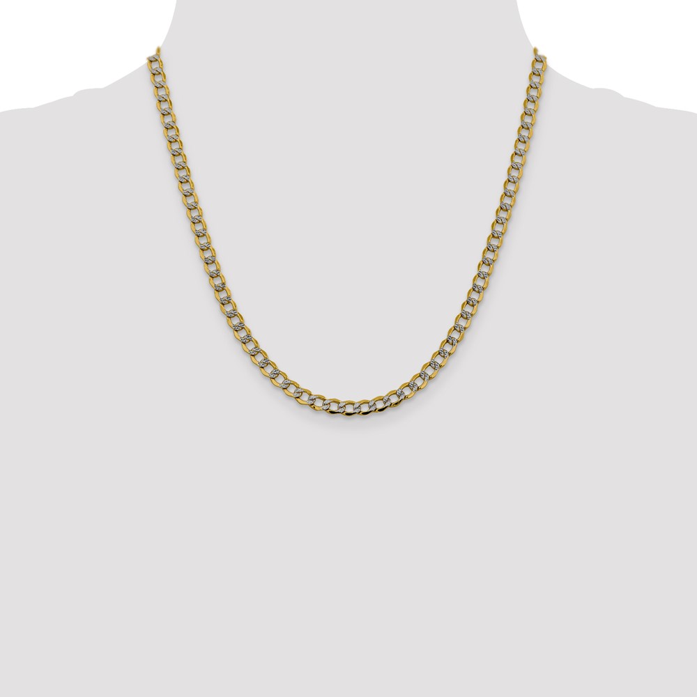 14K 20 inch 5.2mm Semi-Solid with Rhodium PavÃ© Curb with Lobster Clasp Chain (PWF120-20)