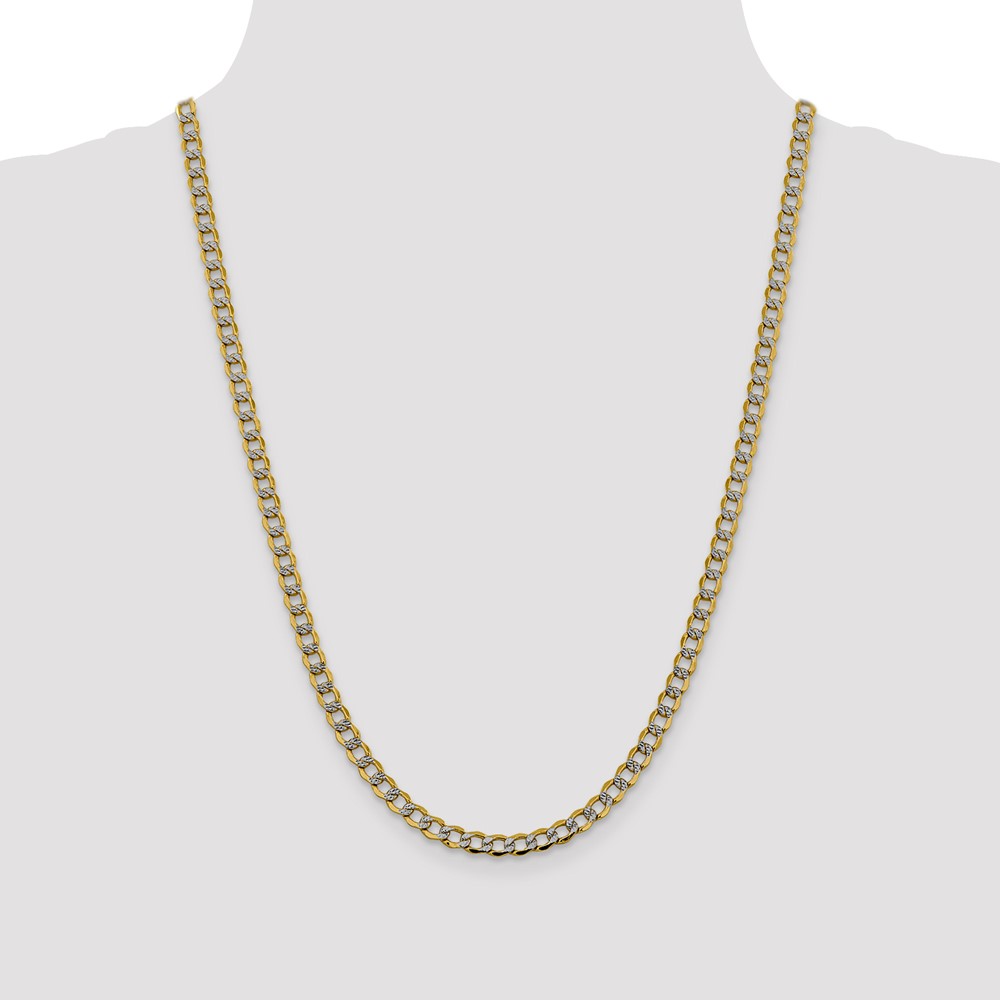 14K 24 inch 5.2mm Semi-Solid with Rhodium PavÃ© Curb with Lobster Clasp Chain (PWF120-24)