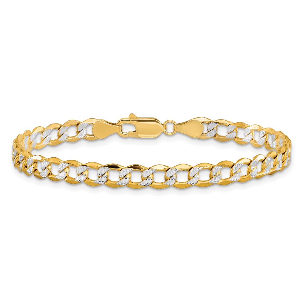 14k 5.2mm Semi-solid with Rhodium PavÃ© Curb Chain (PWF120-9)