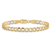 14K 5.2mm Semi-Solid Bracelet with Rhodium Pavé Curb with Lobster Clasp, 7" view 3