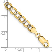 14K 5.2mm Semi-Solid Bracelet with Rhodium Pavé Curb with Lobster Clasp, 7" view 2