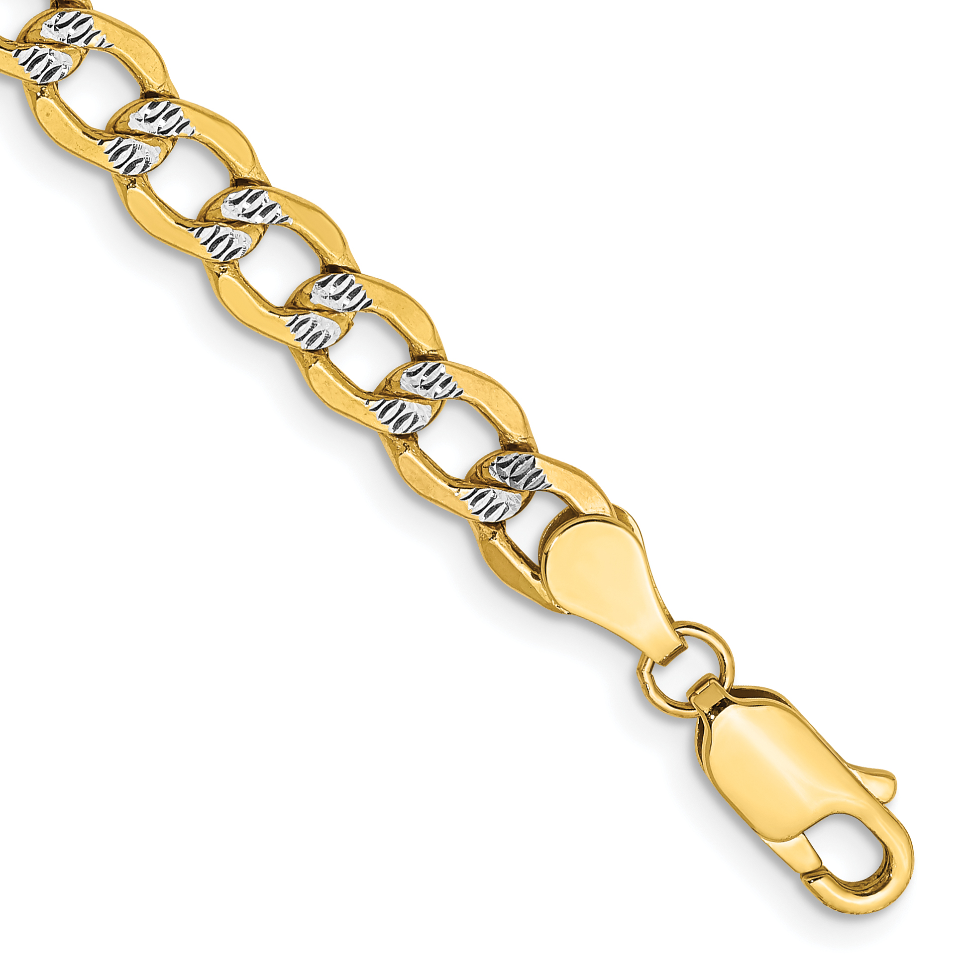14k 5.2mm Semi-solid with Rhodium PavÃ© Curb Chain (PWF120-9)