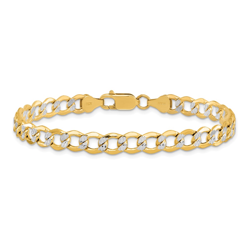 14k 6.75mm Semi-solid with Rhodium PavÃ© Curb Chain (PWF150-7)
