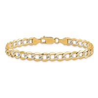 14K 6.75mm Semi-Solid Bracelet with Rhodium Pavé Curb with Lobster Clasp - 8in view 3